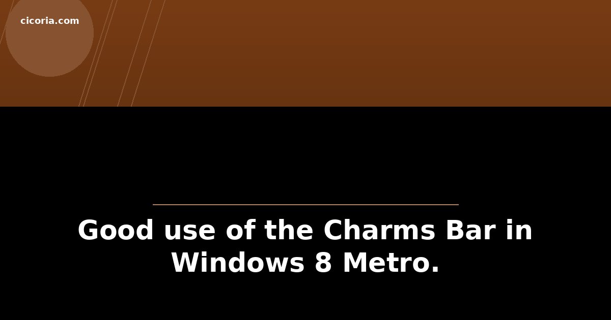 Good use of the Charms Bar in Windows 8 Metro.